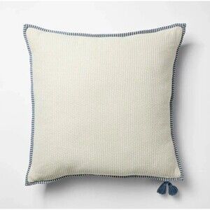 Oversized Square Cotton Linen Texture with Tassel Cream or Blue - Threshold